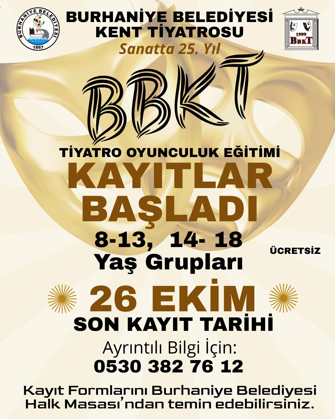 BBKT’NİN TİYATRO OYUNCULUK EĞİTİMİ KAYITLARI BAŞLADI